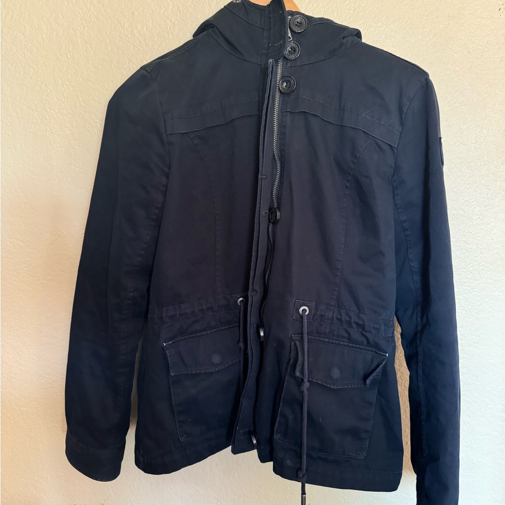 Abercrombie & Fitch Sherpa-Lined Utility Jacket with Hood – Black – Size M